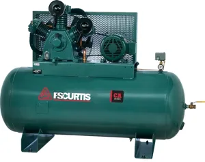 Curtis CA15 - 15hp Two Stage Reciprocating Air Compressor, 120 Gallon Horizontal Air Receiver, E15 Pump, 42.6 CFM @ 175 PSI