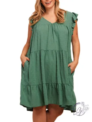 Curvy Dot Jacquard Babydoll Tiered Dress