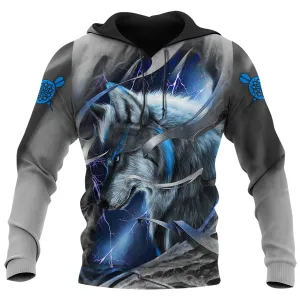Dartboard Blue Wolf Personalized Name 3D Shirt For Darts Player