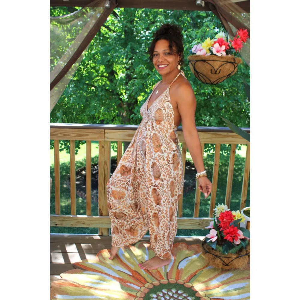 Divine Silk leaves Harem Jumpsuit