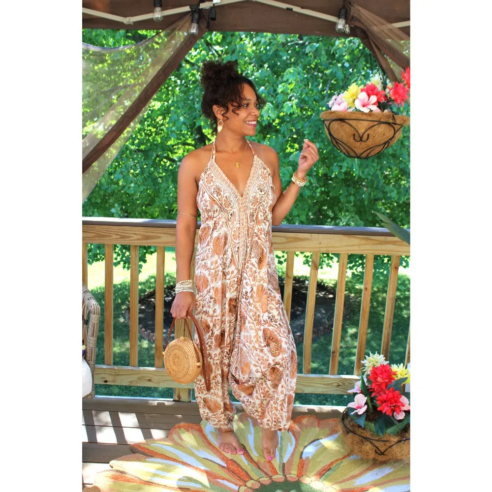 Divine Silk leaves Harem Jumpsuit