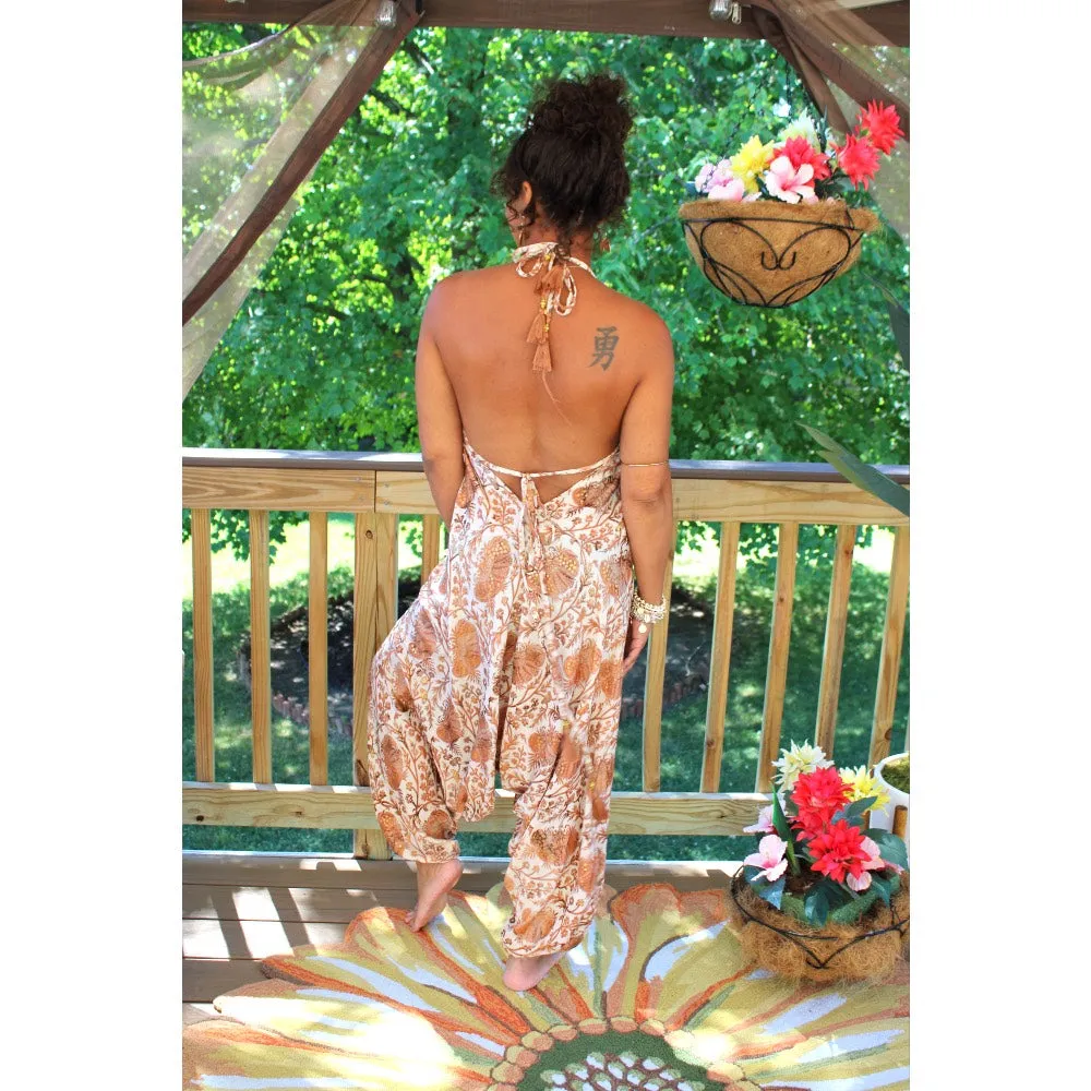 Divine Silk leaves Harem Jumpsuit