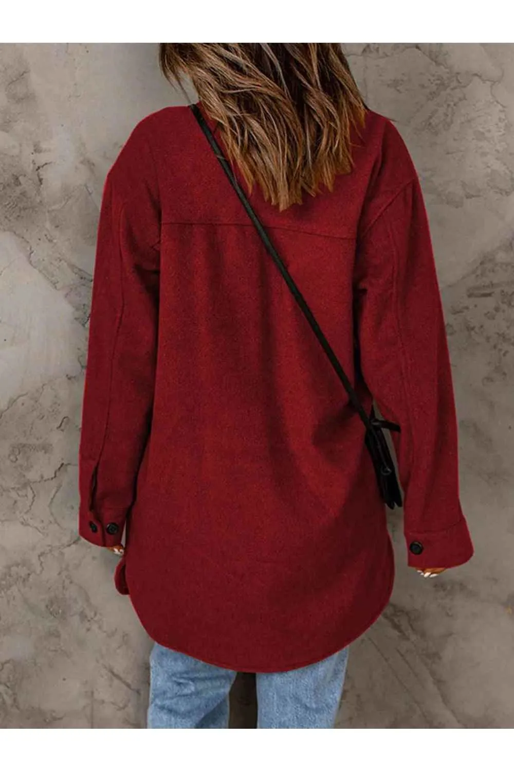 Drop Shoulder Button Down Collared Coat