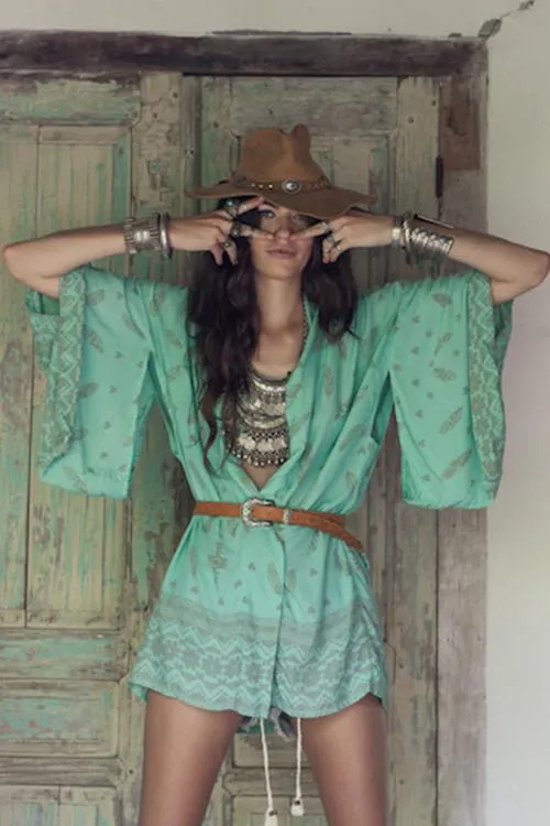 Dunnmall Boho Vibes Print Kimono