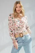Easel Floral Gauze Top
