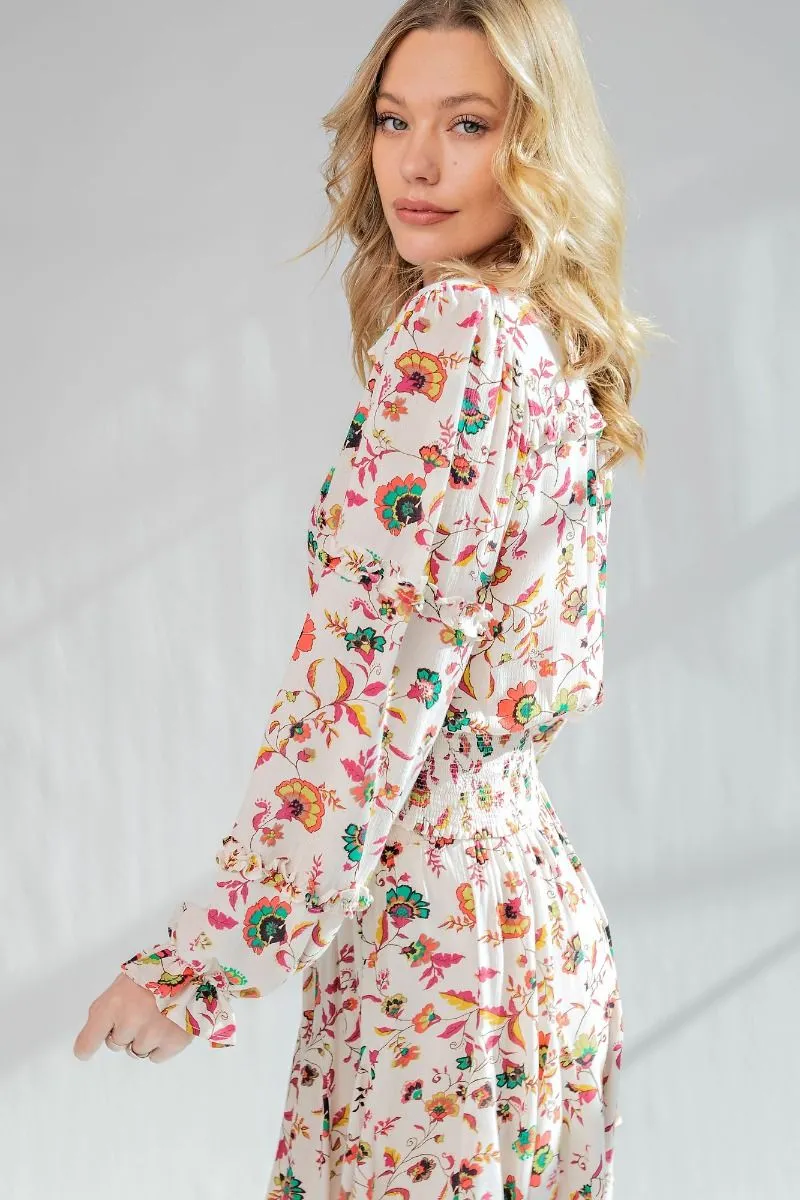 Easel Floral Gauze Top