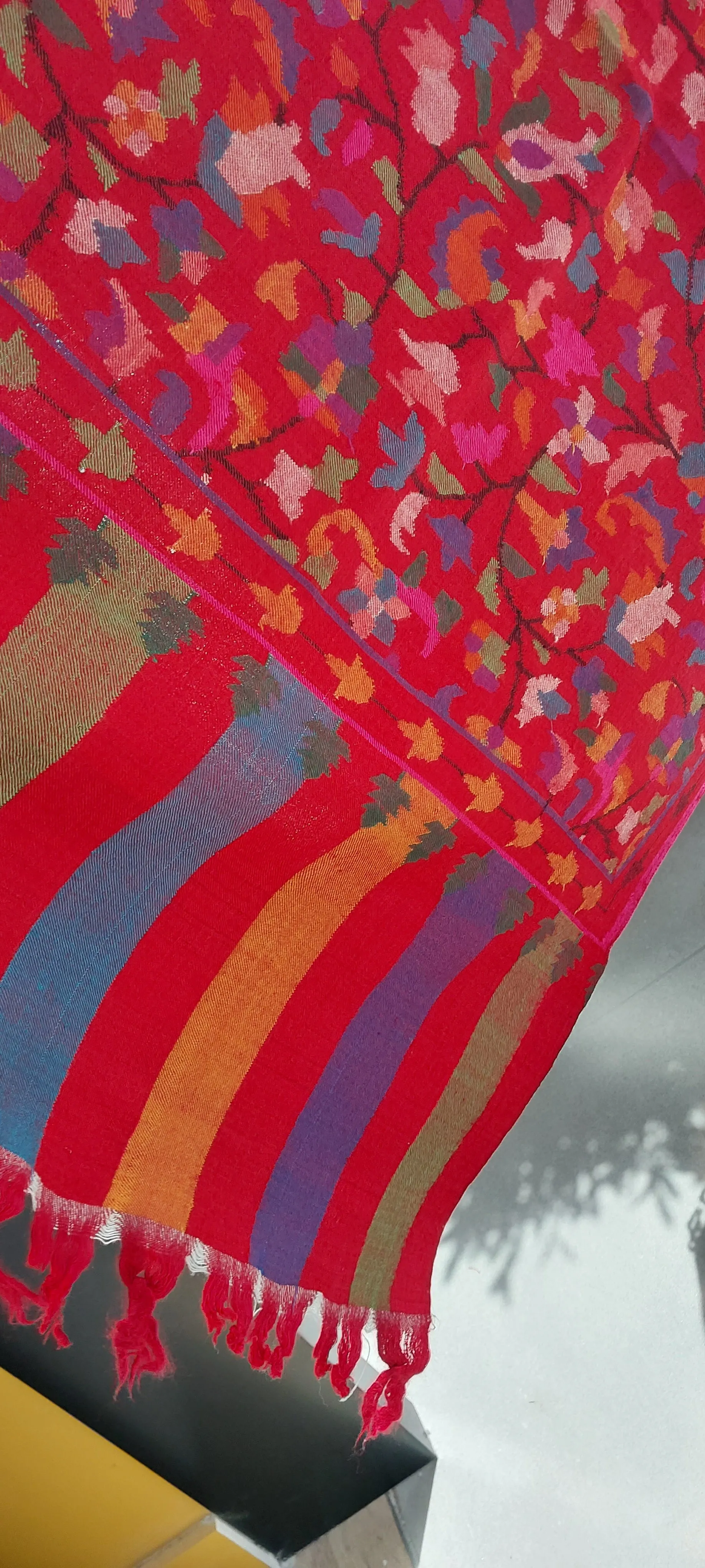 Emaan Red Vibrant Kashmiri Kani Pashmina Shawl