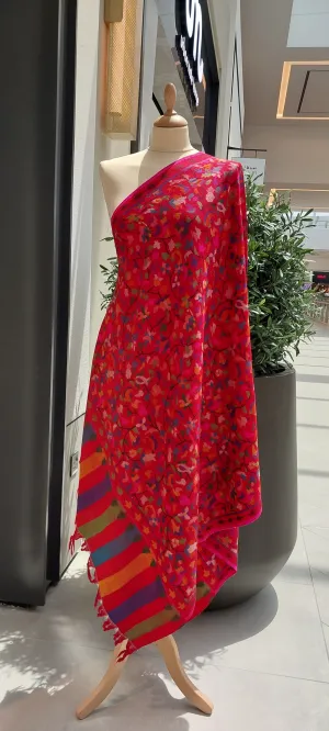 Emaan Red Vibrant Kashmiri Kani Pashmina Shawl