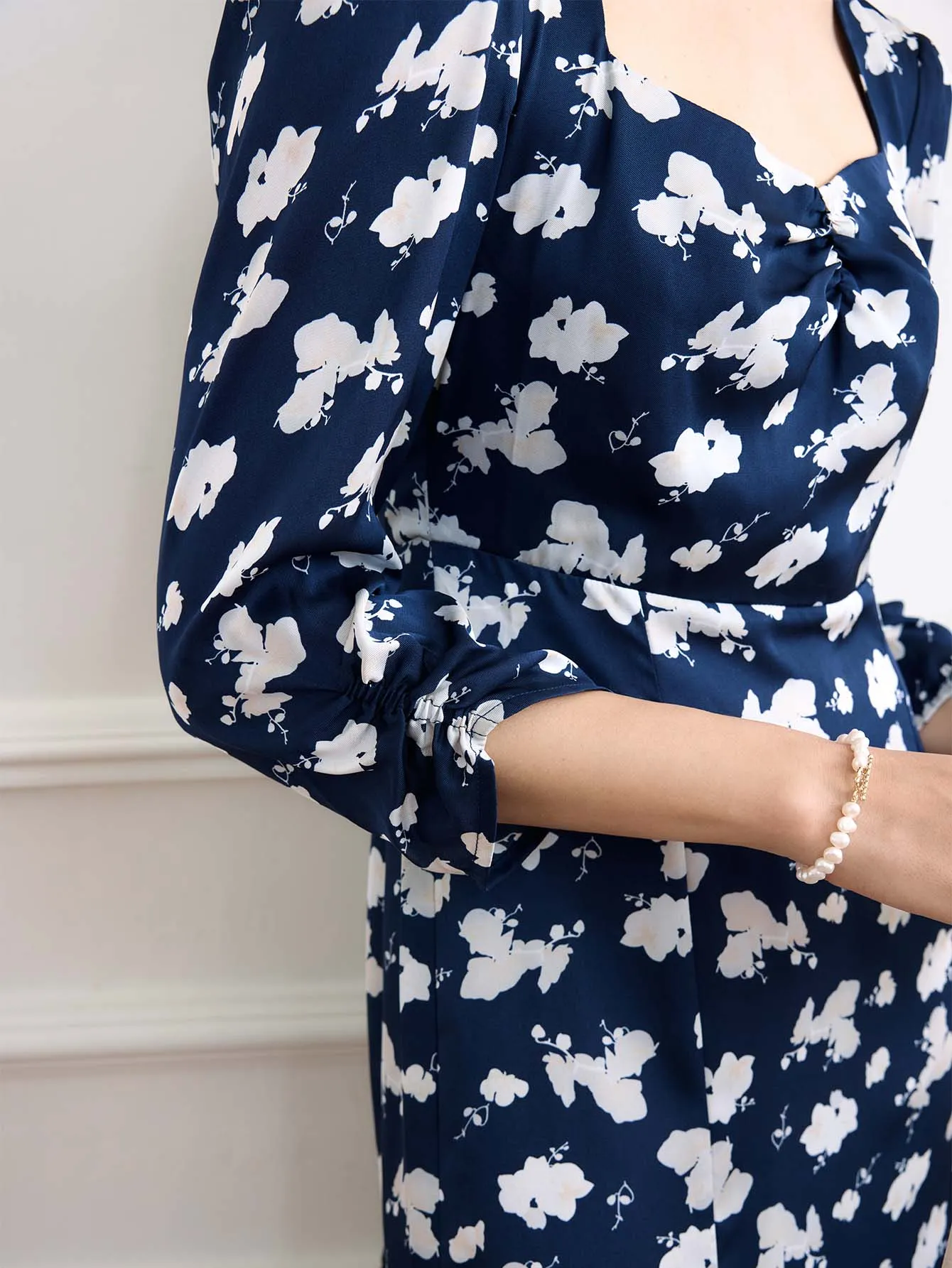 Ensley Floral Printed Black Dress