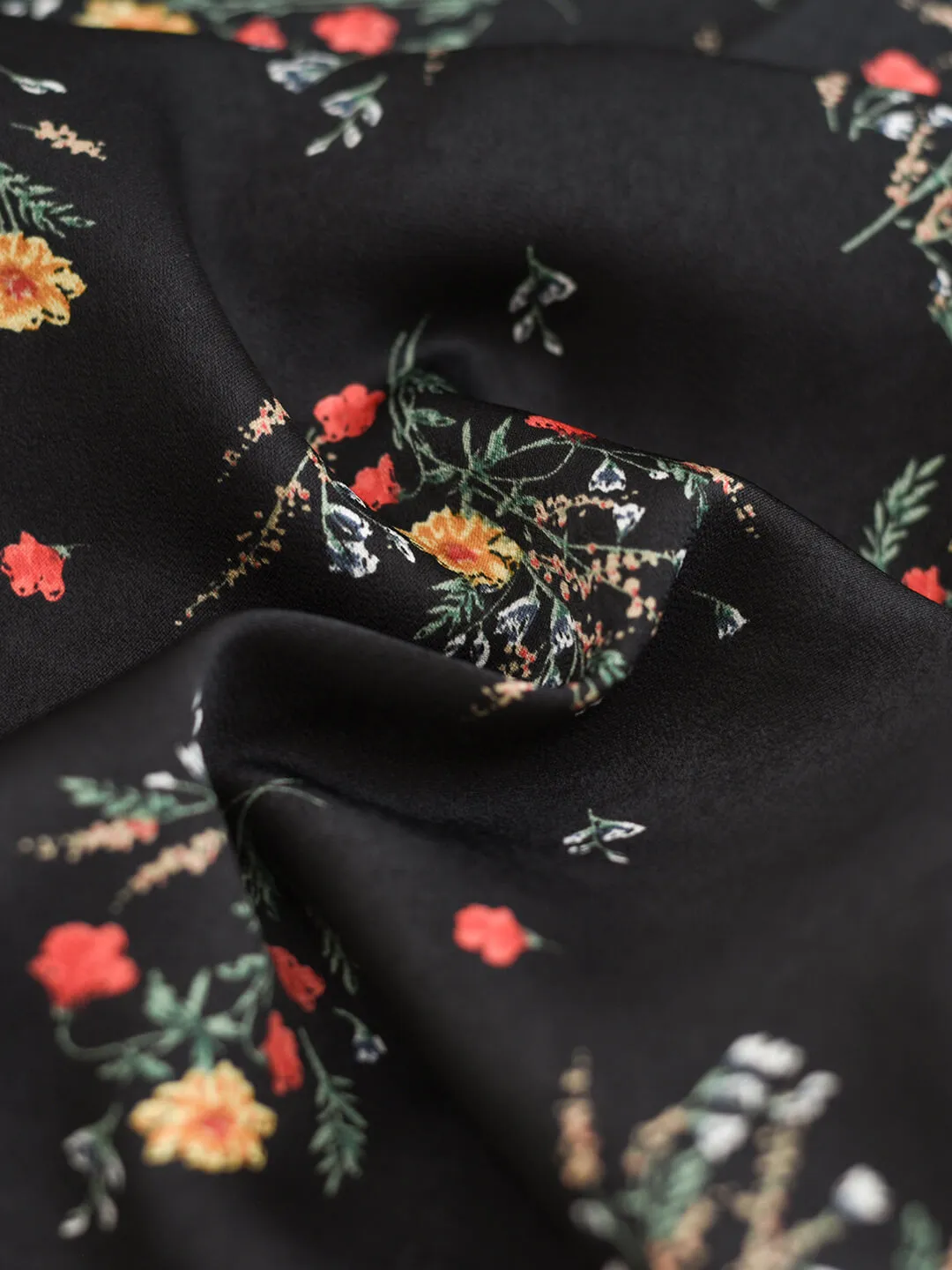 Ensley Floral Printed Black Dress