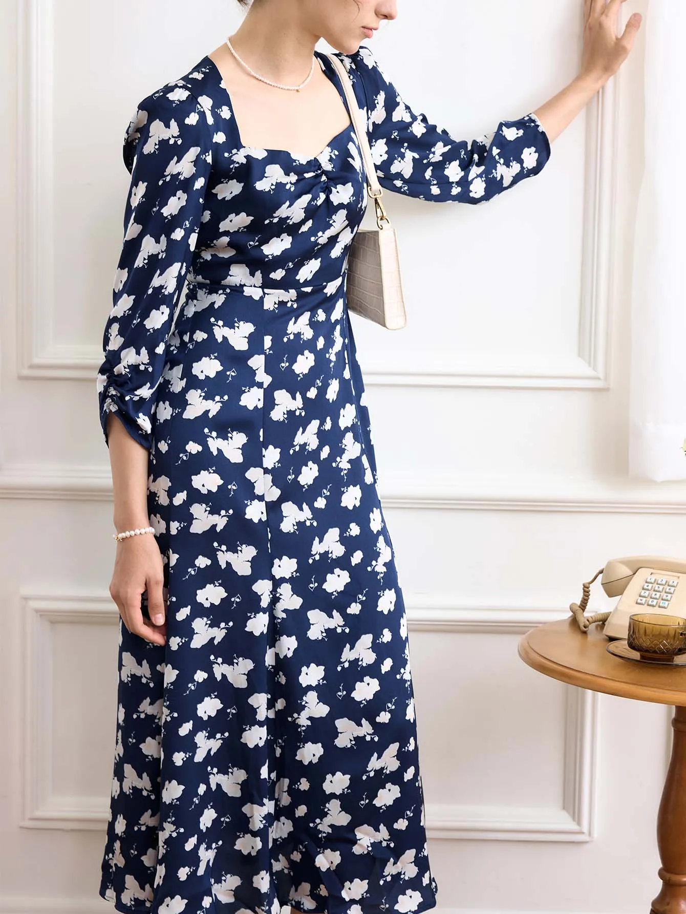 Ensley Floral Printed Black Dress