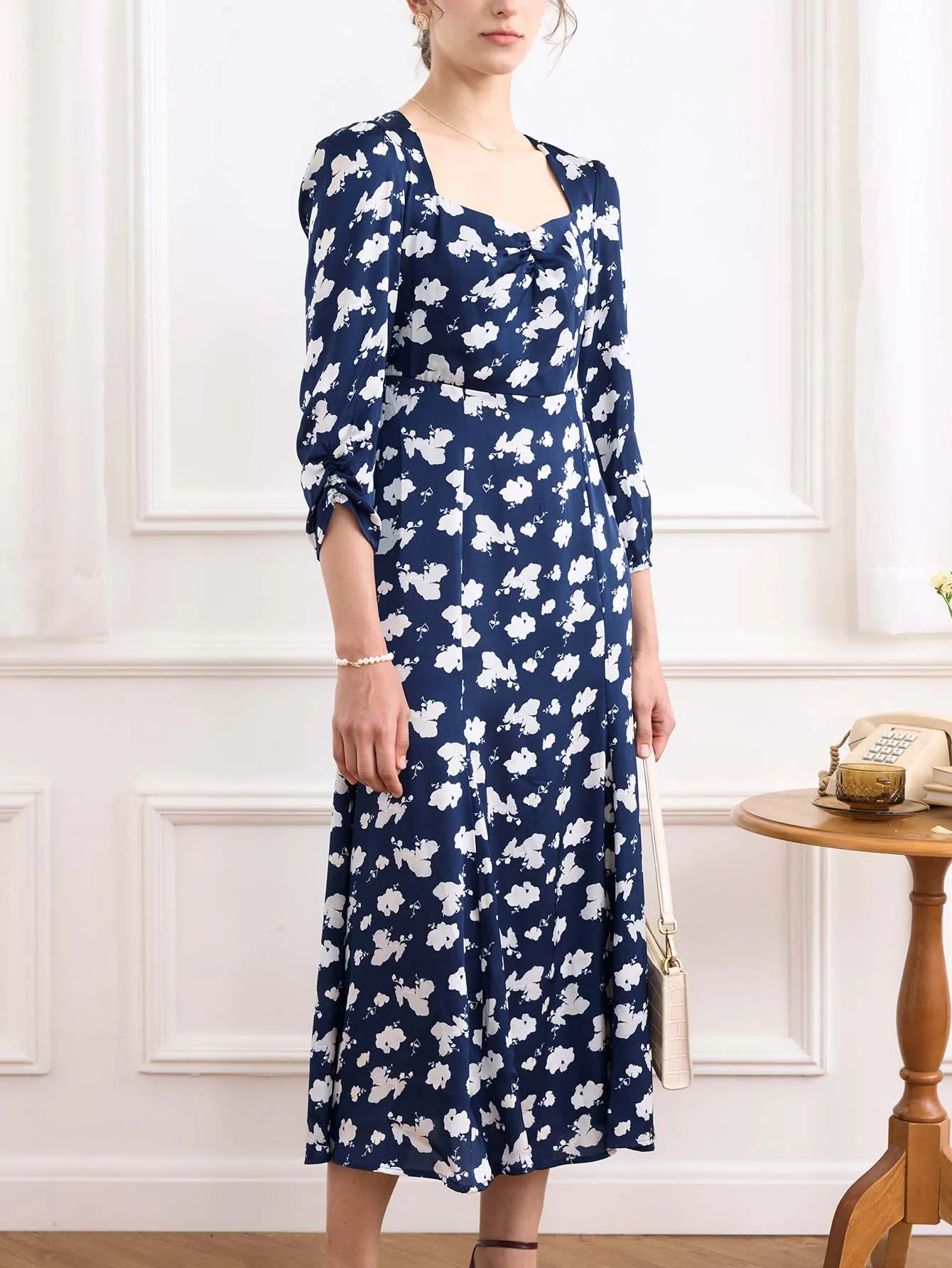 Ensley Floral Printed Black Dress