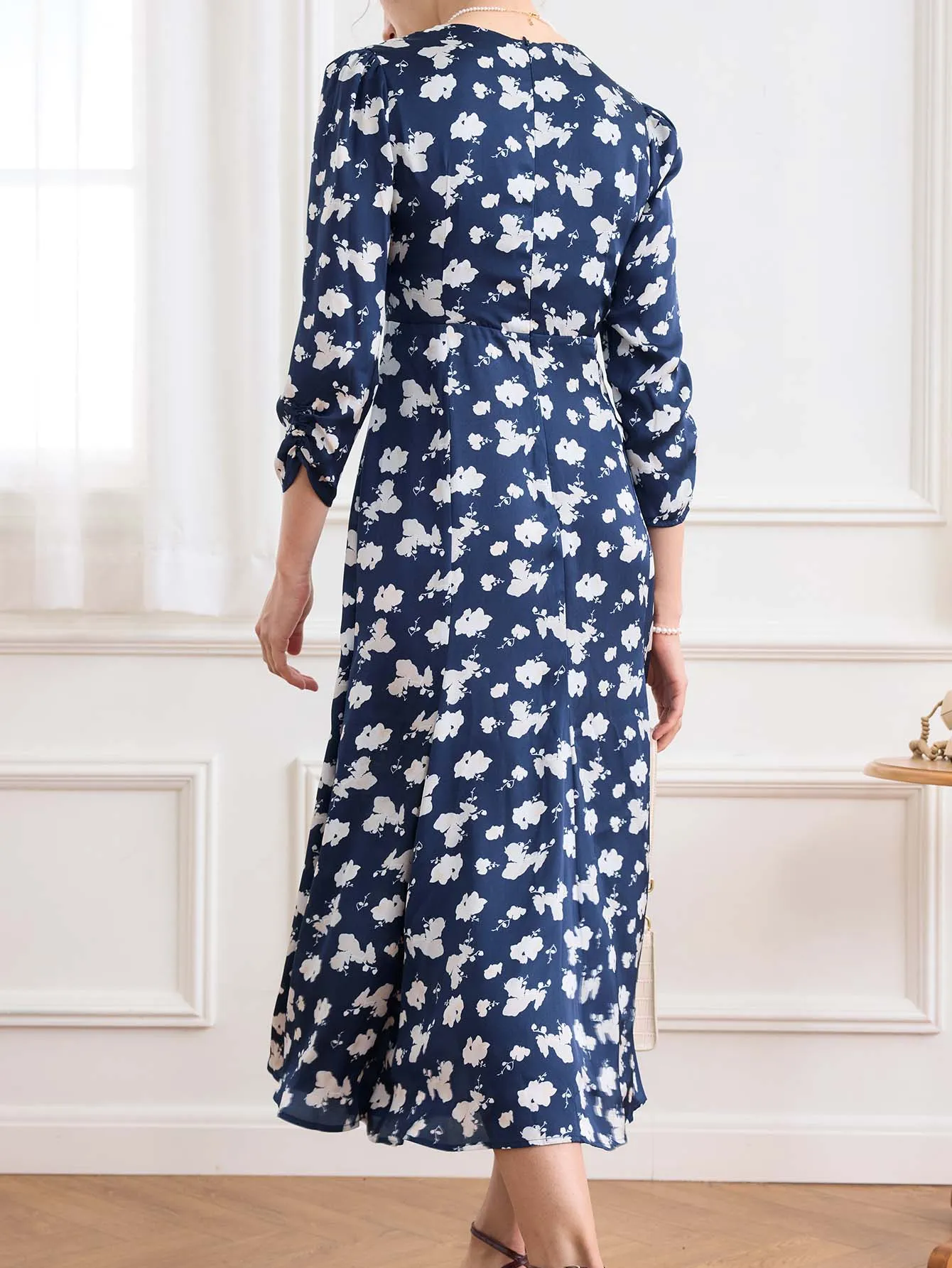 Ensley Floral Printed Black Dress
