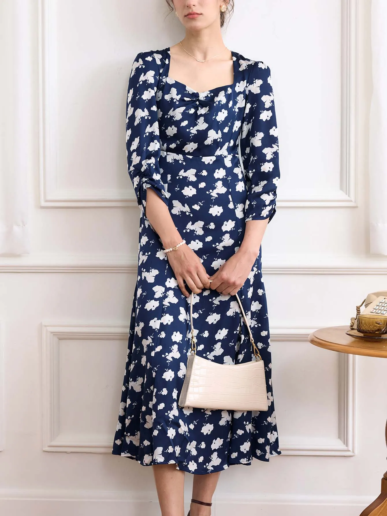 Ensley Floral Printed Black Dress