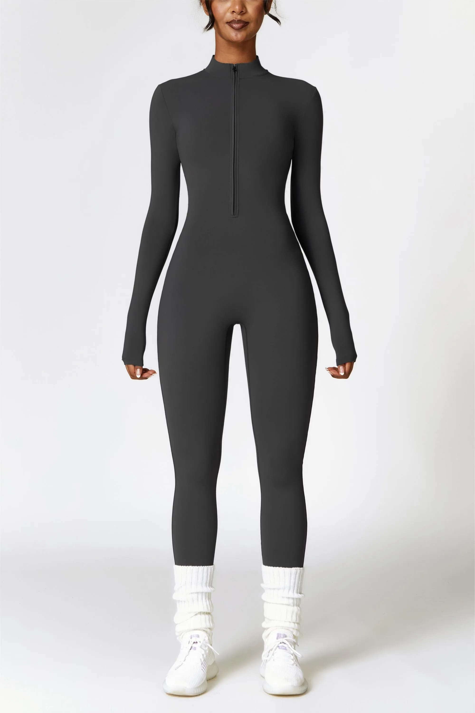 Fleece-Lined Half-Zip Active Jumpsuit