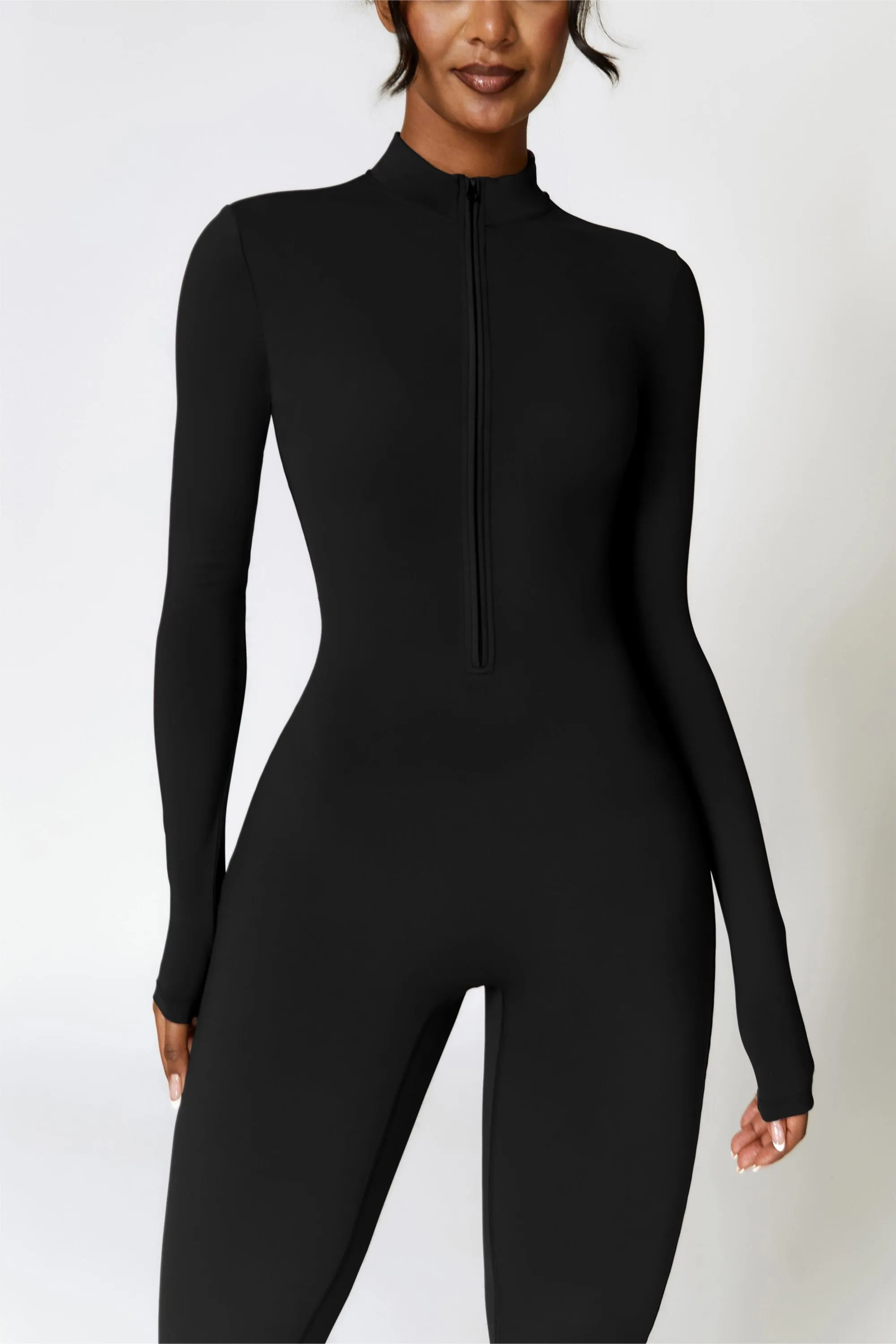 Fleece-Lined Half-Zip Active Jumpsuit