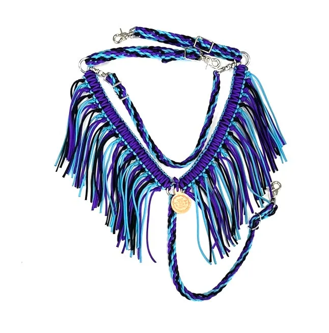 fringe breast collar turquoise, purple, and black  with a wither strap...all sizes