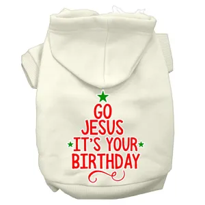 Go Jesus Screen Print Dog Hoodie Cream M (12)