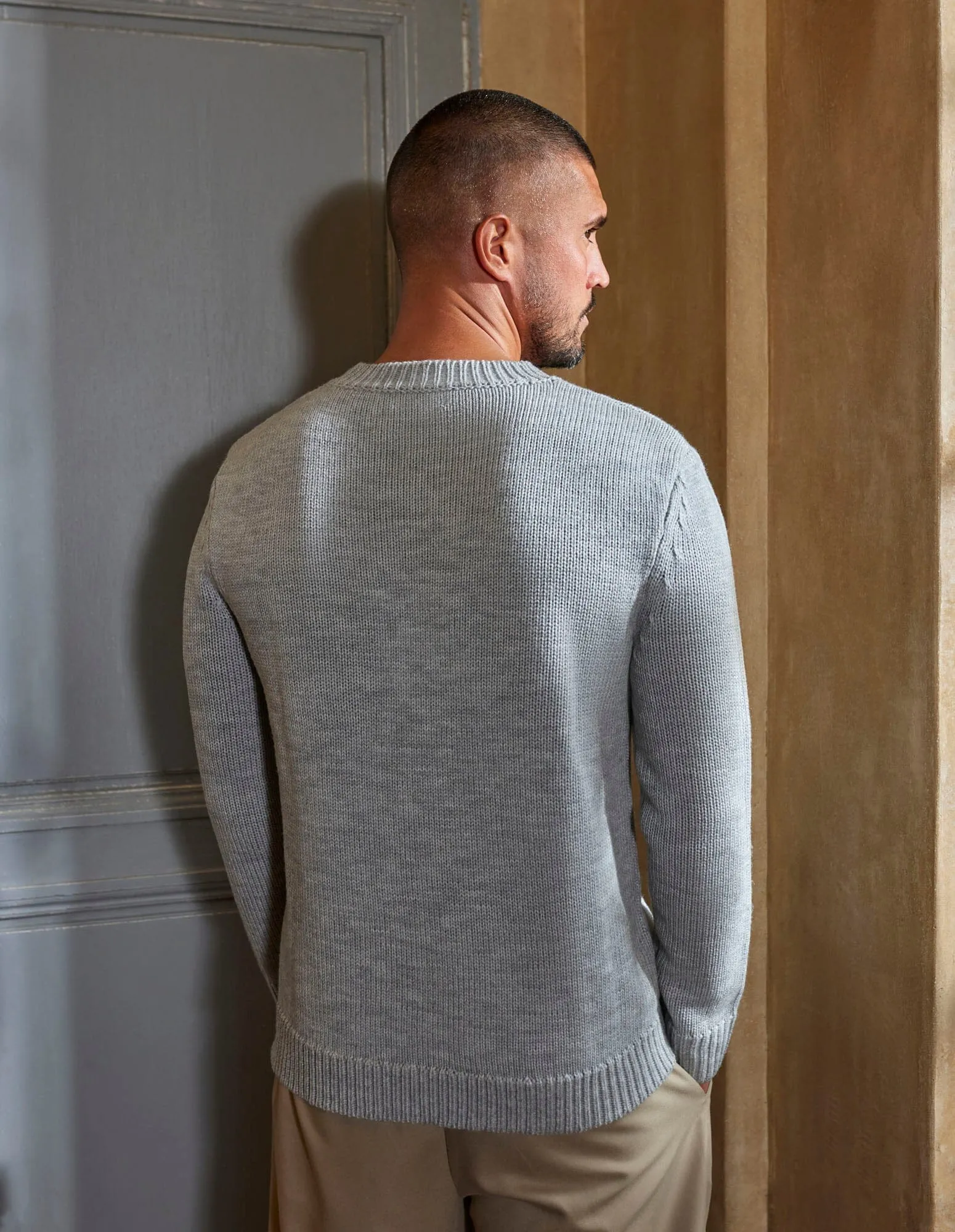 Grey Marl Knitted Crewneck