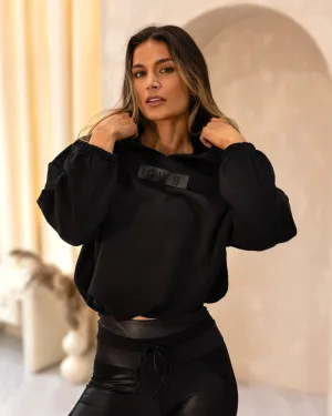 GWB Cropped Hoodie in Black