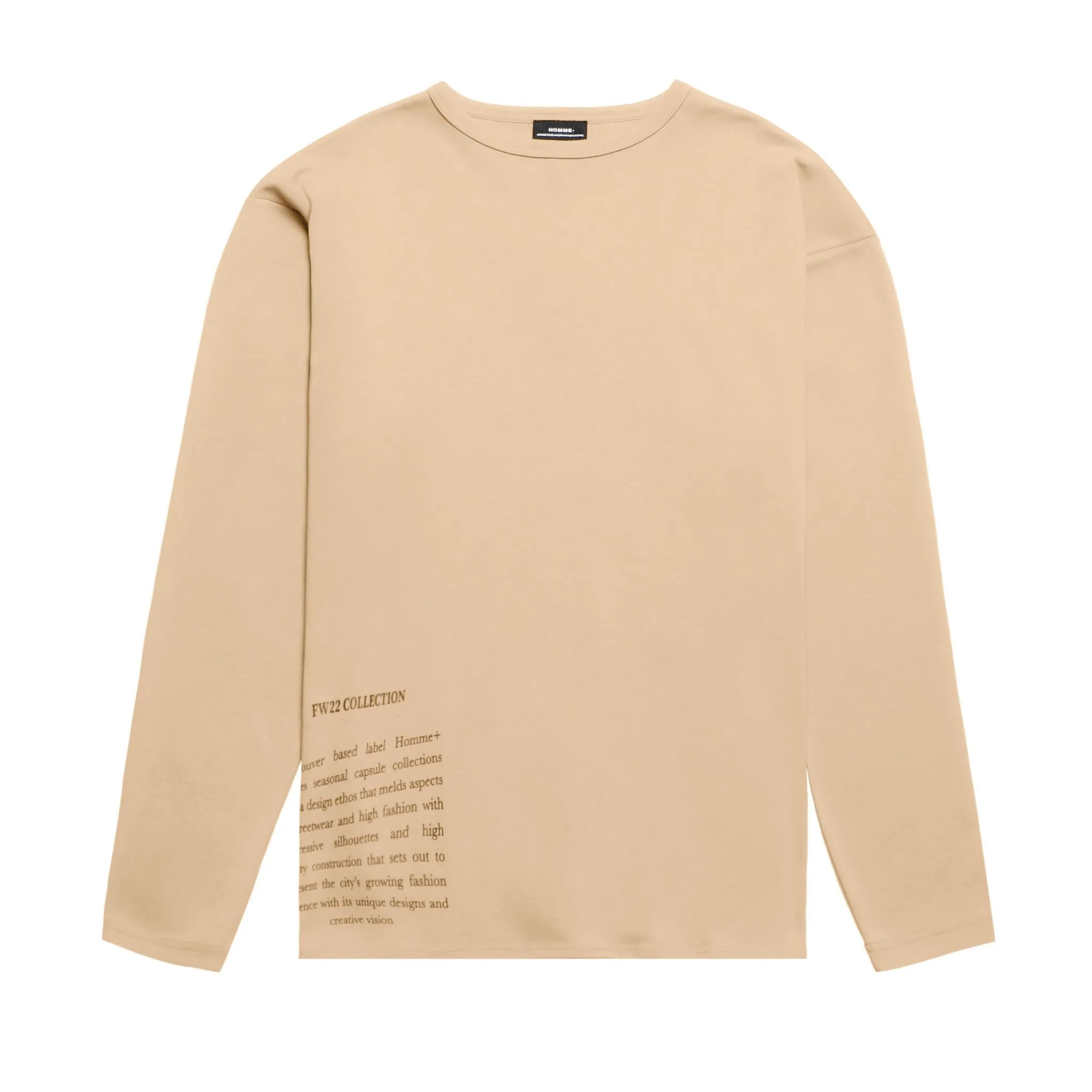 HOMME  Oversized LS Patch Tee Khaki