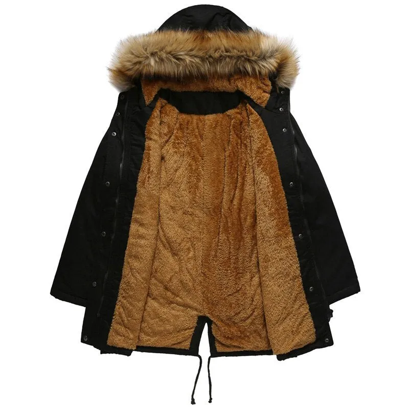 Hooded fur collar winter warm jacket