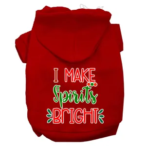 I Make Spirits Bright Screen Print Dog Hoodie Red Xxxl