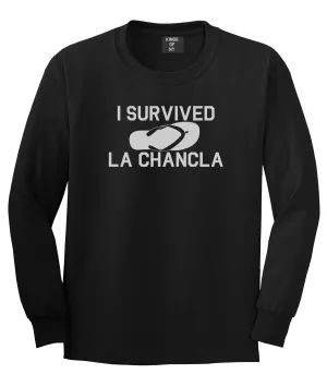 I Survived La Chancla Funny Spanish Mens Long Sleeve T-Shirt