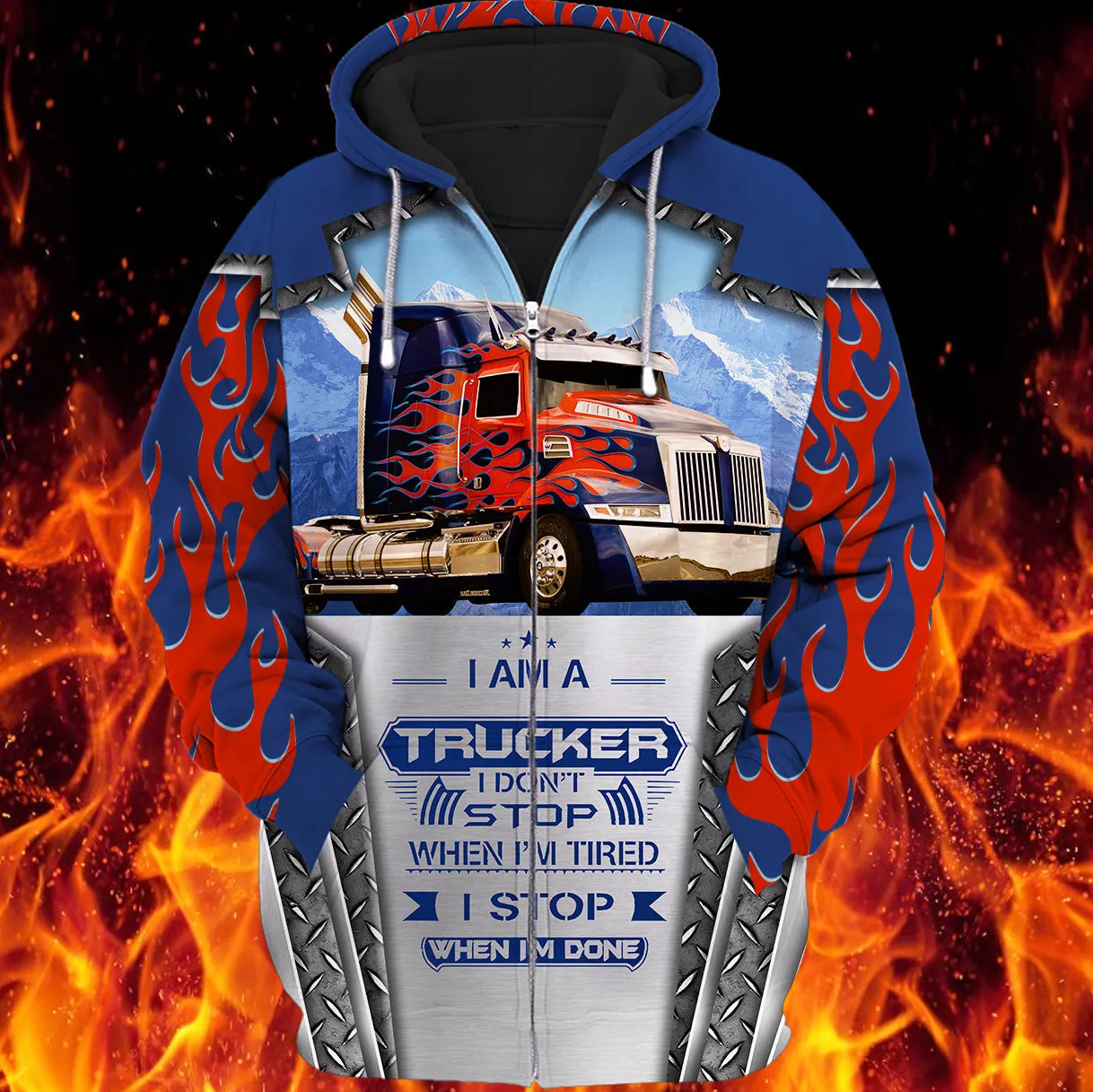 I'm Trucker Fire 3D Full Print Sweatshirt Hoodie Bomber, Trucker Driver Shirt, Gift for Trucker
