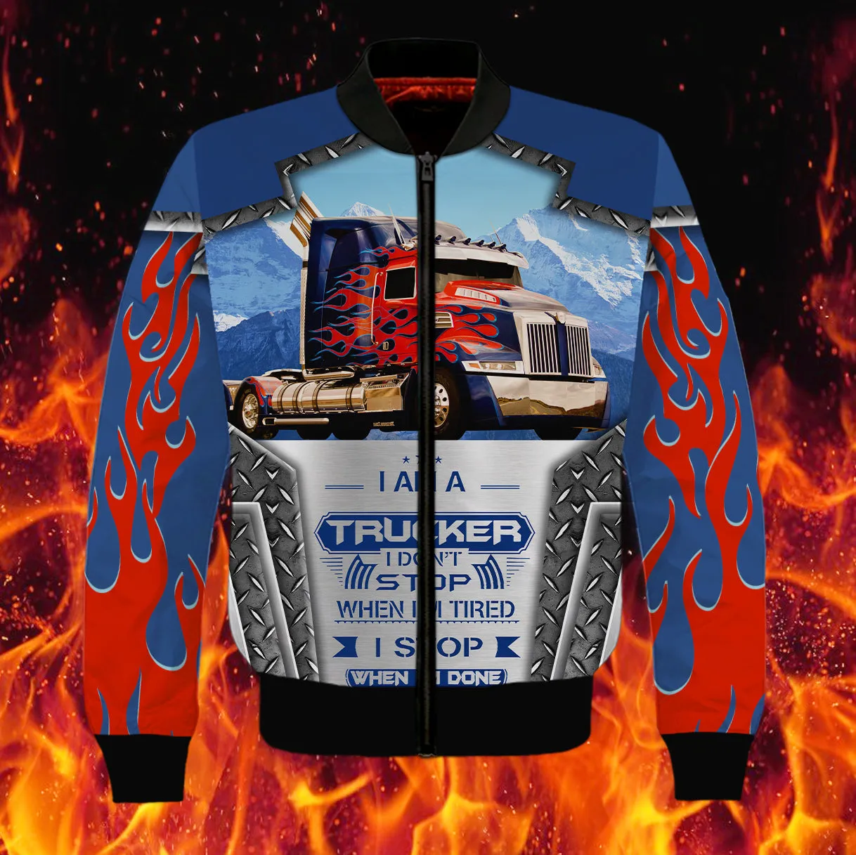 I'm Trucker Fire 3D Full Print Sweatshirt Hoodie Bomber, Trucker Driver Shirt, Gift for Trucker