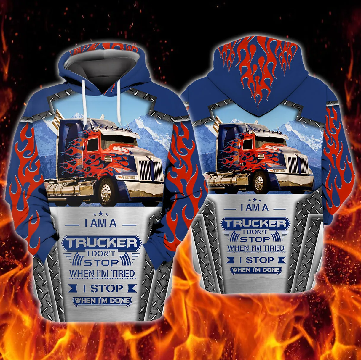 I'm Trucker Fire 3D Full Print Sweatshirt Hoodie Bomber, Trucker Driver Shirt, Gift for Trucker