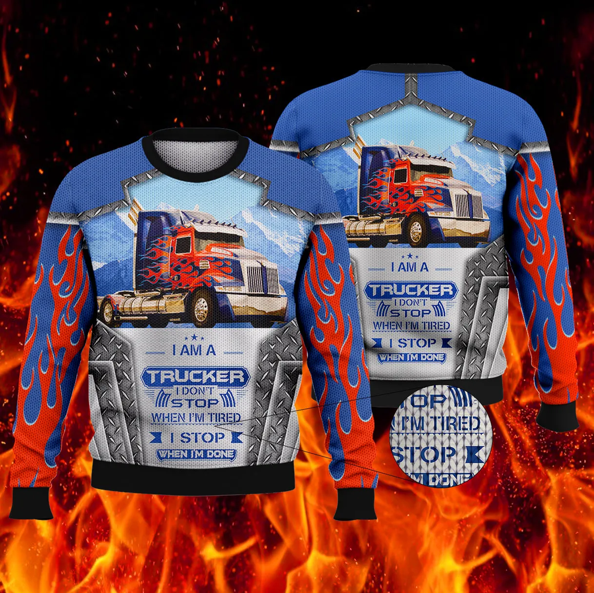 I'm Trucker Fire 3D Full Print Sweatshirt Hoodie Bomber, Trucker Driver Shirt, Gift for Trucker
