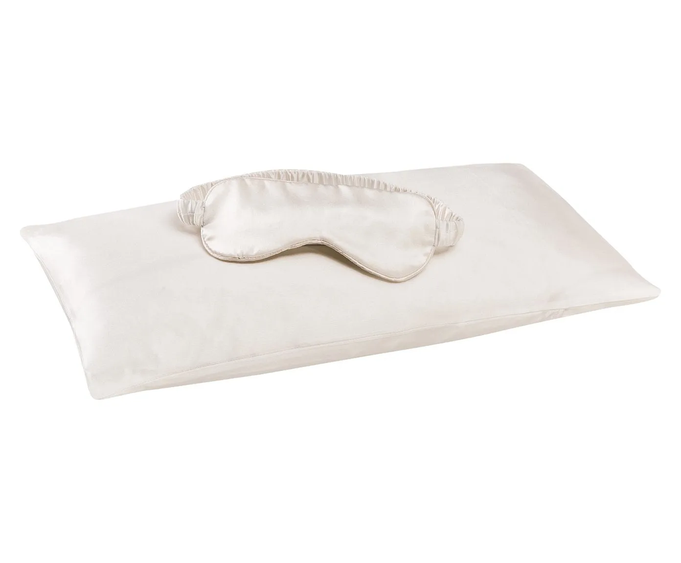 Jana Set - Silk Pillow Case & Eye Mask in Moonlight White