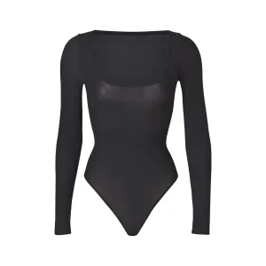 JELLY SHEER LONG SLEEVE BODYSUIT | ONYX