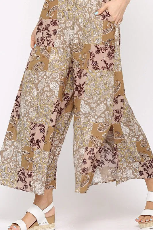 Jenni. Rayon Gauze Patchwork Print Sleeveless Jumpsuit