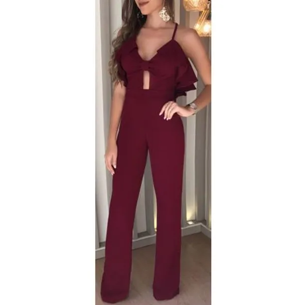 Ketty More  Women Elegent Solid Colored Round Neck Superb Cap Sleeve Fashionable Casual Jumpsuit-C13480ZWJ