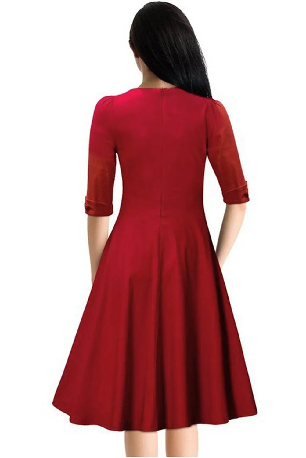 Ketty More Women Halter Style Knee Length Waist Fitted Retro Dress-KMWD277