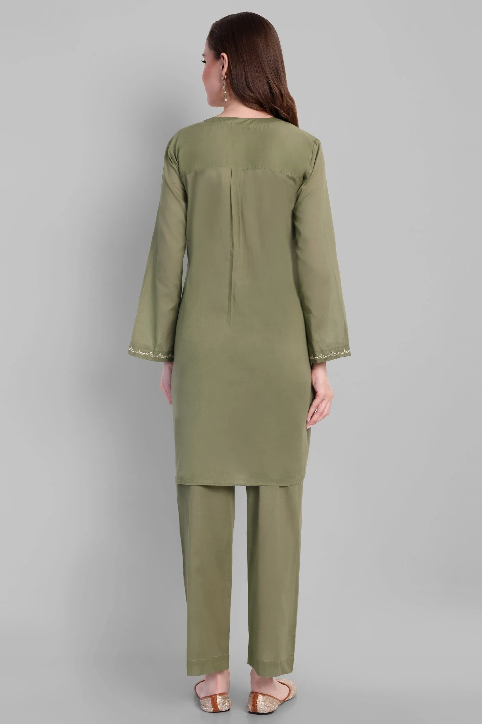 Khaki Green Mul Co-ord Set