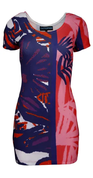 ladies-short-sleeve-dress-with-multicolor-pattern-print-rhinestones-ks-126123
