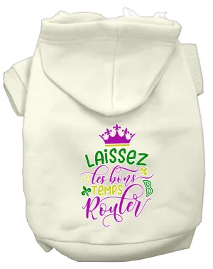 Laissez Les Bons Temps Rouler Screen Print Mardi Gras Dog Hoodie Cream L
