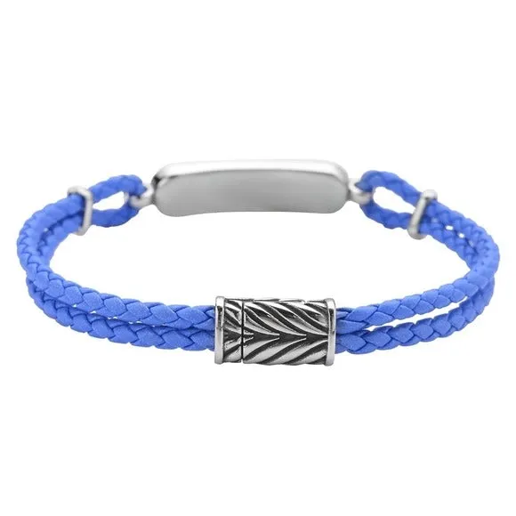 Lapis Lazuli Bracelet | Genuine Braided Leather Magnetic Clasp Stainless