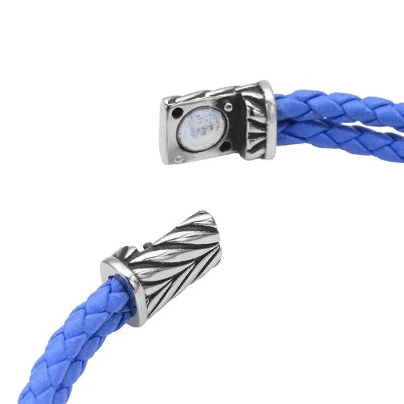 Lapis Lazuli Bracelet | Genuine Braided Leather Magnetic Clasp Stainless