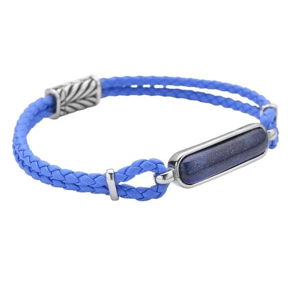 Lapis Lazuli Bracelet | Genuine Braided Leather Magnetic Clasp Stainless