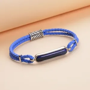 Lapis Lazuli Bracelet | Genuine Braided Leather Magnetic Clasp Stainless