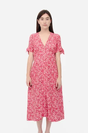 LAURA RED PRINT MIDI DRESS