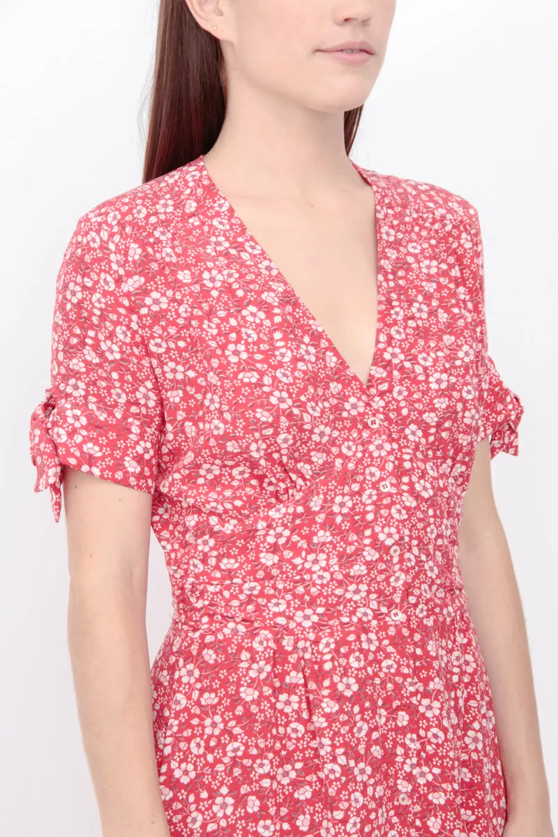 LAURA RED PRINT MIDI DRESS
