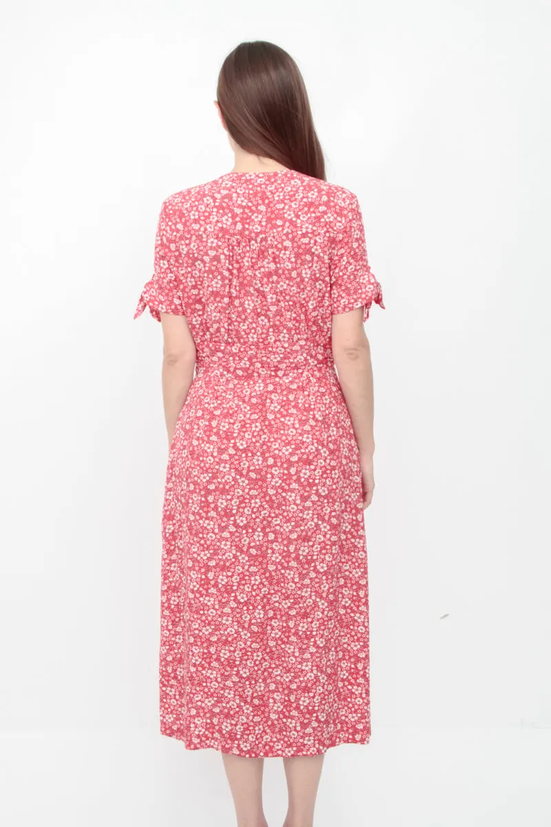 LAURA RED PRINT MIDI DRESS