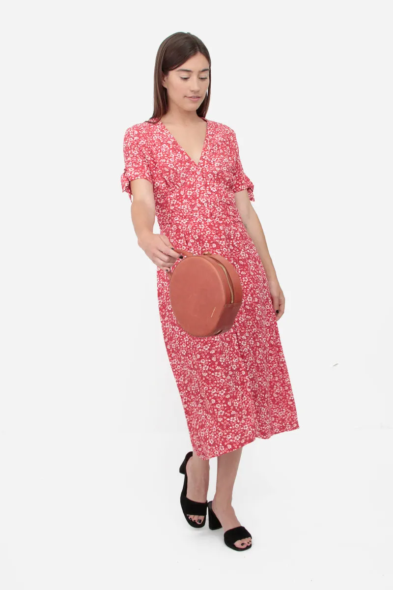 LAURA RED PRINT MIDI DRESS