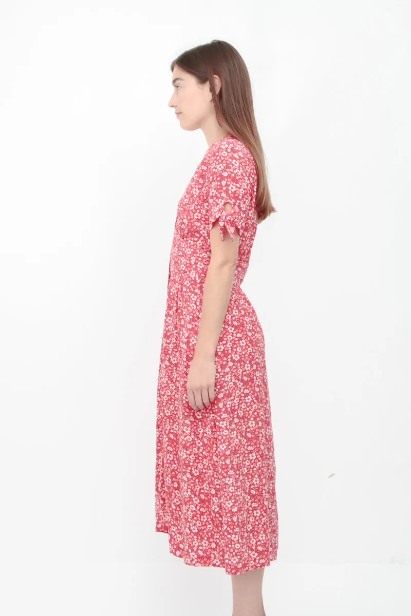 LAURA RED PRINT MIDI DRESS