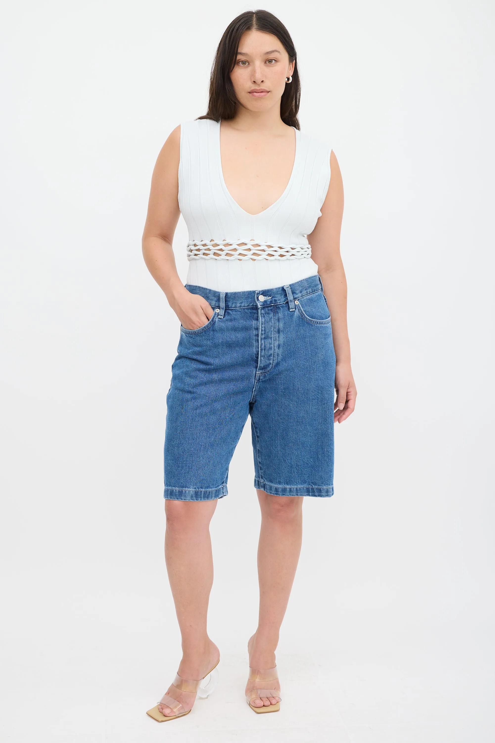 Light Blue Knit Pinnacle Suspend Braid Bodysuit